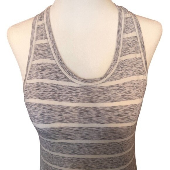 RACHEL Rachel Roy White and Gray Viscose striped Midi Razorback Tank Dress SM - Picture 5 of 12